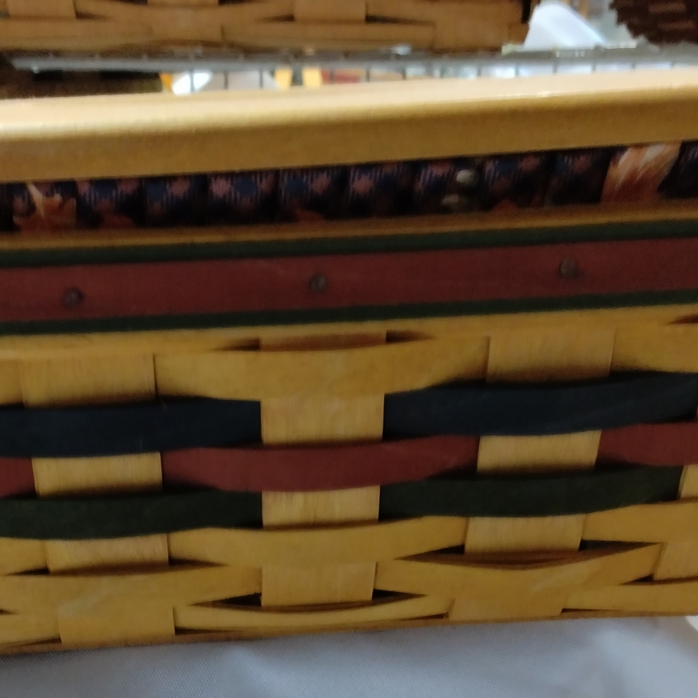 Longaberger Handwoven Basket with Yellow and Brown Accents